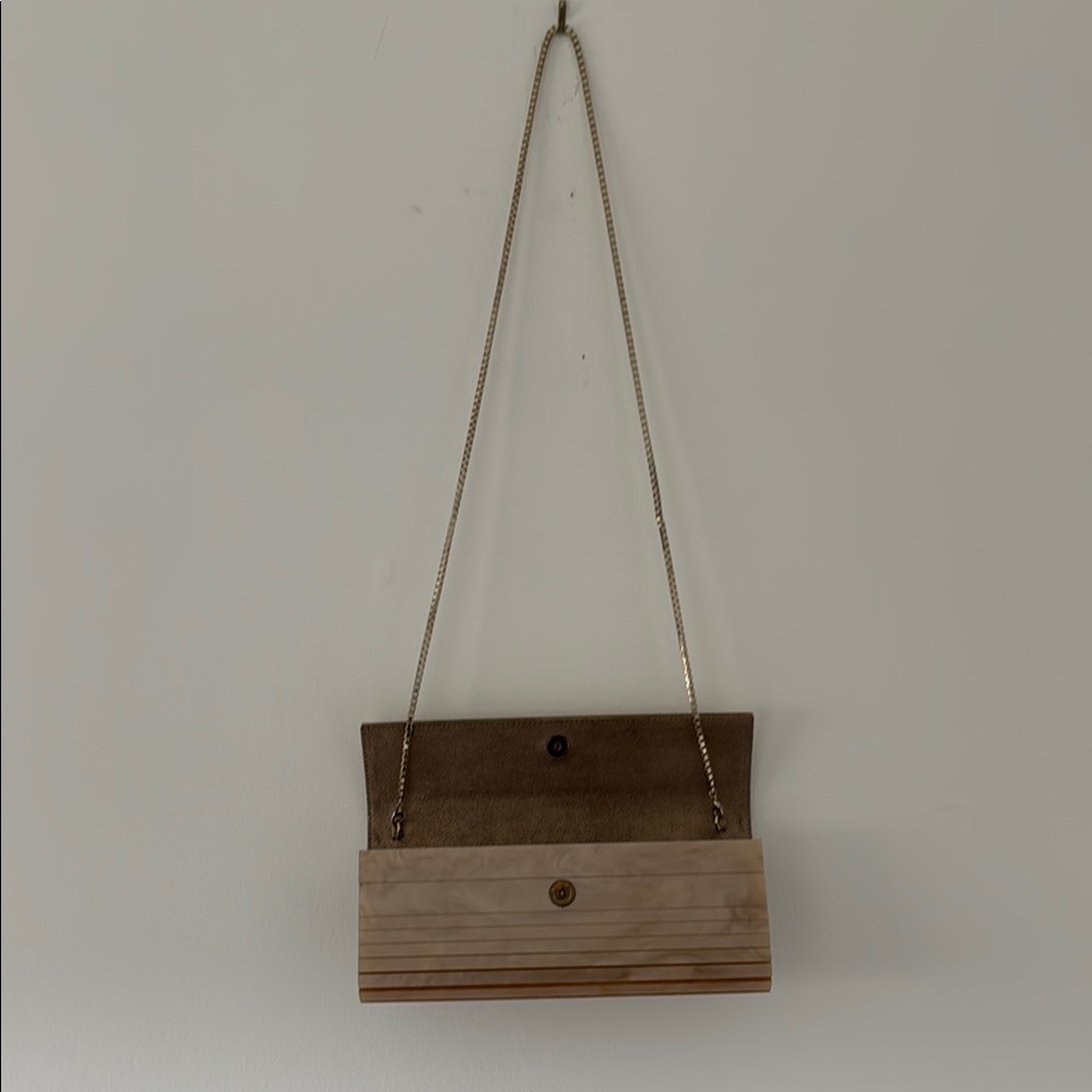 Jimmy Choo Cream and Brown Wristlet Clutch